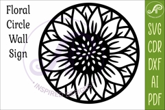 Sunflower Flower Wall Art SVG | Round Floral Laser Cut File Product Image 4