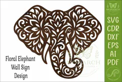 Floral Elephant Laser Cut File, Boho Elephant Wall Art SVG Product Image 4