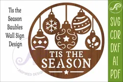 Tis The Season Christmas Bauble Sign Laser Cut Holiday Decor Product Image 4