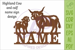 Highland Cow Family Name Sign SVG, Personalized Farm Product Image 4