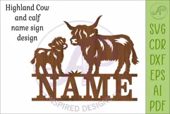 Highland Cow Family Name Sign SVG, Personalized Farm Product Image 4