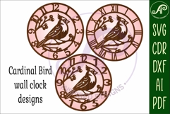 Cardinal Bird Wall Clock SVG, Laser Cut Clock Design Product Image 4