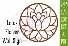 Lotus Flower Wall Art SVG | Round Mandala Laser Cut File Product Image 4