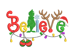 Believe in Christmas. Xmas Machine Embroidery Design. Product Image 1