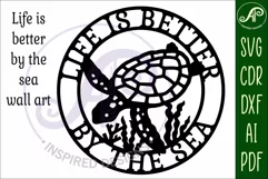 Life is better by the sea Turtle wall art sign, SVG file Product Image 4