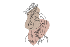 Woman Face with butterfly. Machine Embroidery Design Product Image 1