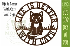 Life Is Better With Cats SVG Round Wall Sign Laser Cut File Product Image 4