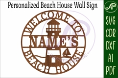 Personalized Beach House Sign SVG Lighthouse Name sign Product Image 4