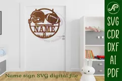 American football theme name wall art sign, SVG personalized Product Image 4