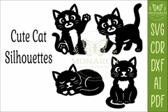 Cute Cat Silhouettes SVG for Laser Cutting, Signs 1 Product Image 4