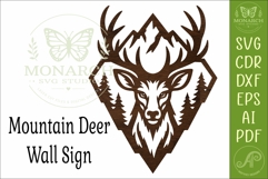 Mountain Deer Wall Art SVG, Rustic Buck Laser Cut File, Wood Product Image 4