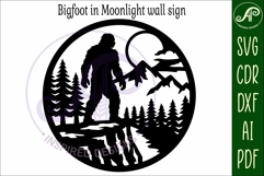 Bigfoot Moonlight Forest Wall Sign SVG Night Sasquatch Laser Product Image 4