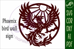 Phoenix Bird wall art sign, SVG file. Fire bird Product Image 5