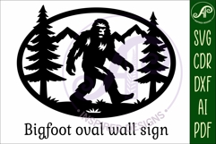 Bigfoot mountain scene Oval wall sign laser cut file Product Image 4