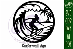 Surfer female wall sign, SVG file. vector sign Product Image 4
