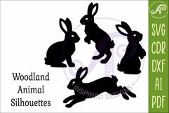 Woodland animal Silhouette rabbits for laser cutting Product Image 4