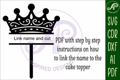 Personalized Crown cake topper SVG laser cut Product Image 4