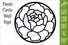 Peony Flower Wall Art SVG | Round Floral Laser Cut File Product Image 4