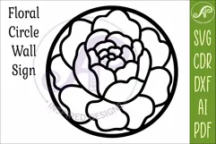 Peony Flower Wall Art SVG | Round Floral Laser Cut File Product Image 4