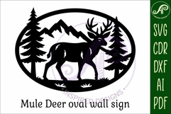 Mule Deer mountain scene Oval wall sign laser cut file Product Image 4