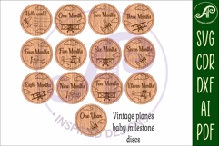 Vintage Plane themed Baby monthly milestone discs SVG laser Product Image 4