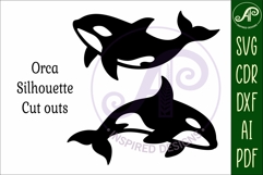 Orca Whales silhouette laser cut outs SVG files Product Image 4