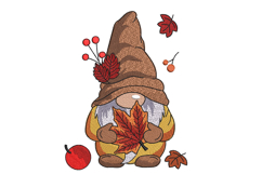 Fall Gnome with Maple Leaf, Machine embroidery Product Image 1