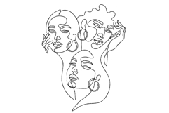 Three Women Faces Machine Embroidery Design Product Image 1