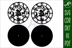 Woodland animal wall clock laser cut files, SVG file. vector Product Image 4