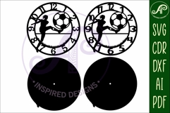 Football female player wall clock laser cut files, SVG Product Image 4