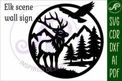 Elk mountain scene wall sign svg laser cut file Product Image 4