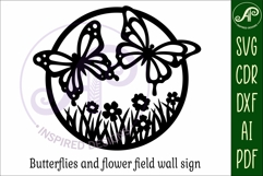 Butterfly and flowers wall sign, SVG file. vector sign Product Image 4