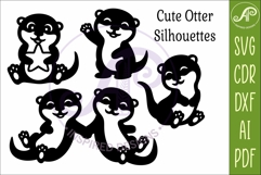 Cute Otters Silhouette SVG, Otter cut out shapes 1 Product Image 4