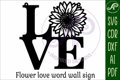 Love word with sunflower wall art sign, SVG file. vector Product Image 4