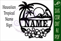 Hawaiian Tropical Name Sign SVG Island Luau Hibiscus Beach Product Image 4