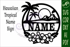 Hawaiian Tropical Name Sign SVG Island Luau Hibiscus Beach Product Image 4