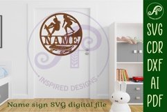 Skateboarder female Name sign svg laser cut template Product Image 4