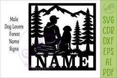 Dog Lover Forest Scene square male named wall sign or card Product Image 4