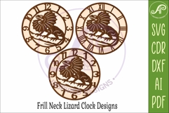 Frill Neck Lizard Clock SVG, Reptile Laser Cut Clock Design Product Image 4