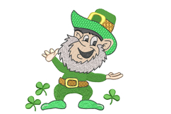 Irish Gnome with cloverleaf Machine embroidery Product Image 1