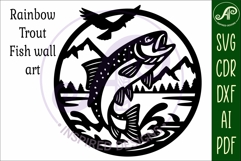 Rainbow Trout Fish wall sign svg laser cut Product Image 4