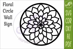 Dahlia Flower Wall Art SVG | Round Floral Laser Cut File Product Image 4