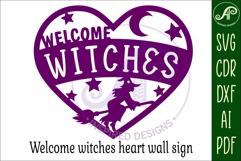 Welcome witches Halloween heart laser cut wall sign Product Image 4