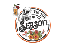 Tis the season, Skeleton with iced coffee, Embroidery design Product Image 1