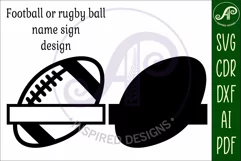 Football/ Rugby ball Name sign svg laser cut template Product Image 4