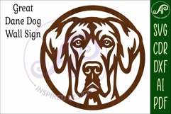 Great Dane Dog Wall Art SVG Laser Cut Dog Face Circle Sign Product Image 4