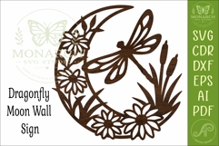Dragonfly Moon Wall Art SVG, Black Eyed Susan Pond Scene Product Image 4