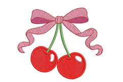 Ribbon Bow Cherries Embroidery Design Product Image 1