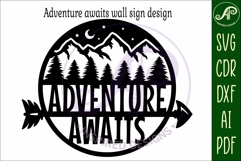 Adventure awaits mountains wall art sign, SVG file. vector Product Image 4