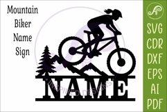 Female Mountain Bike Name Sign SVG, Cyclist Laser Cut File Product Image 4